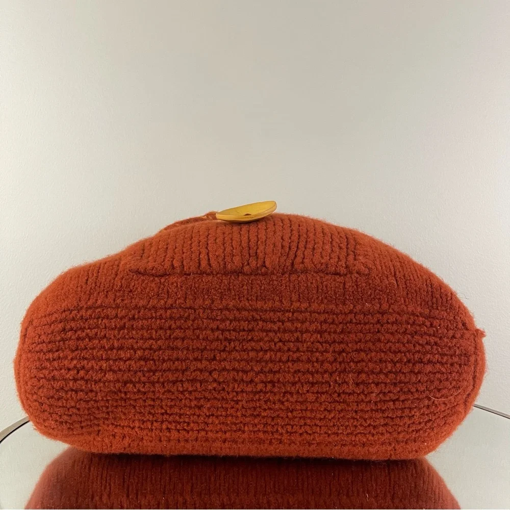 90s Burnt Orange Handmade Sequin Knit Felted Wool Slouchy Hobo Shoulder Bag Tote